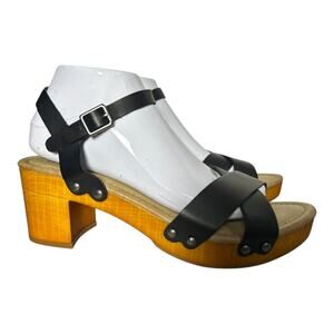 Mia Susan Black Strappy Platform Clog Heel Sandals Size 8.5 NWOB